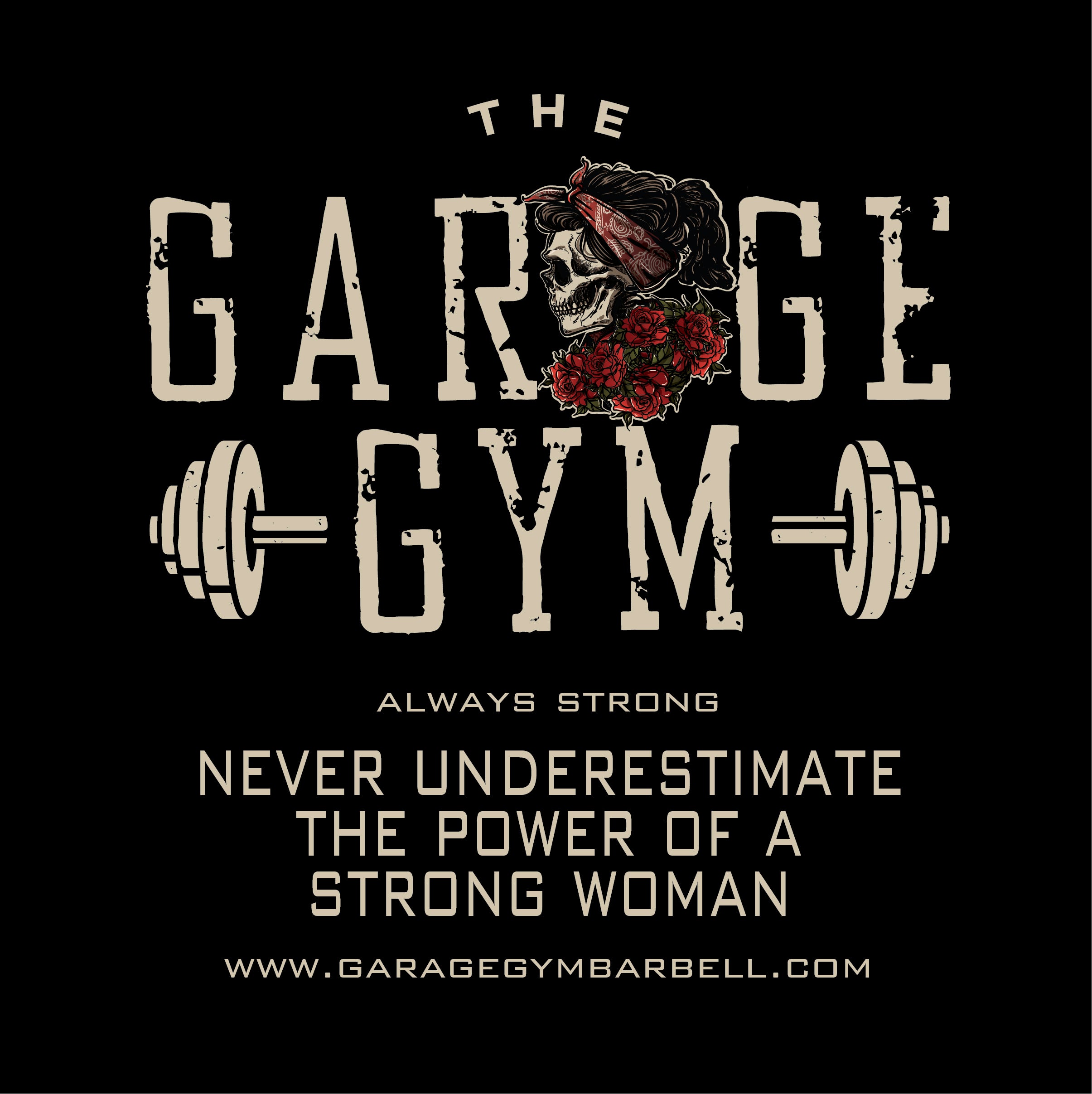 NEVER UNDERESTIMATE Banner - Garage Gym Barbell